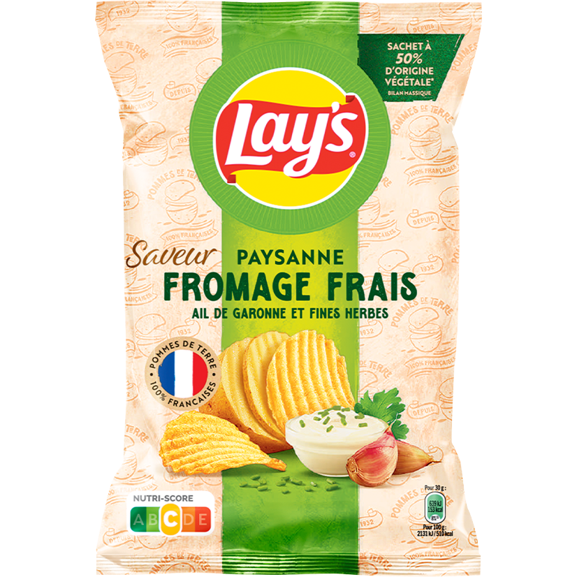 Lay's Recette Paysanne saveur Fromage Frais, Ail de Garonne & Fines Herbes