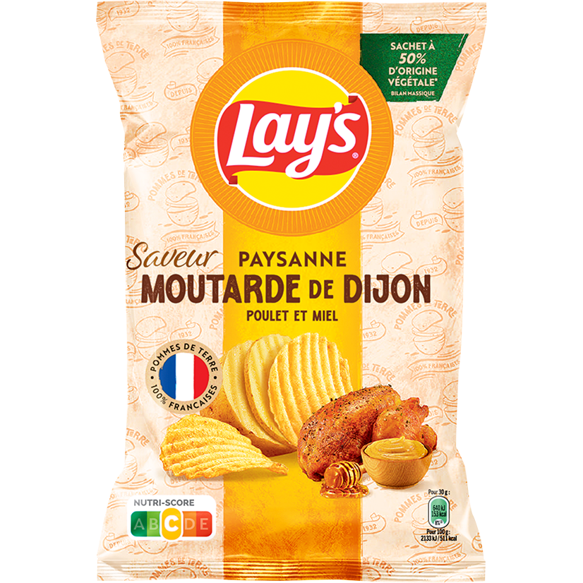 Lay’s Recette Paysanne  saveur Poulet, Moutarde  de Dijon et Miel 