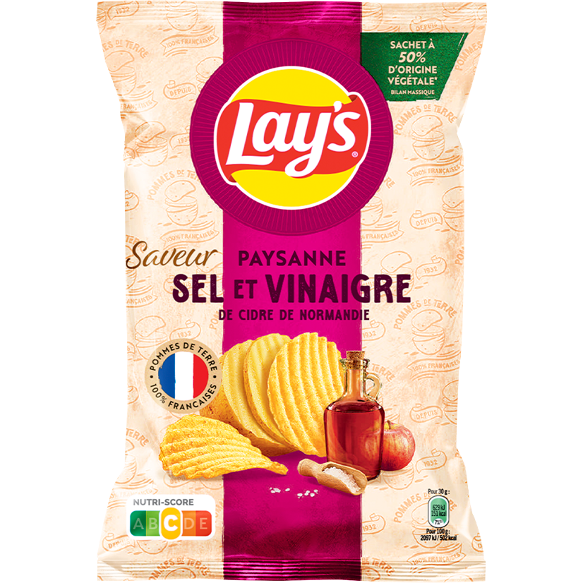 Lay’s Recette Paysanne saveur Sel et Vinaigre de cidre de Normandie