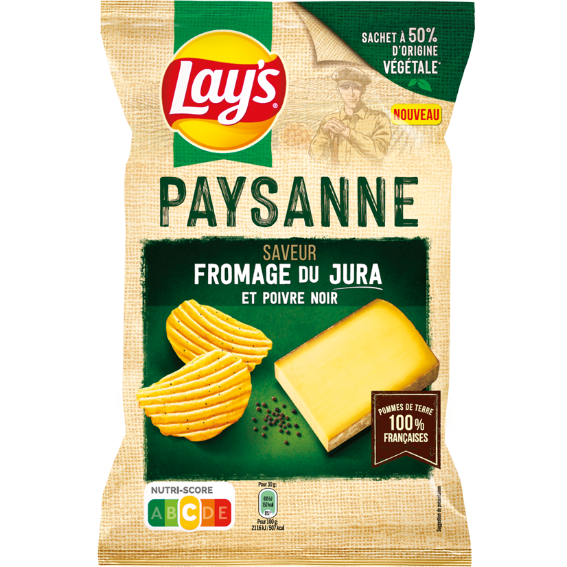 Lay's Recette Paysanne saveur Fromage du Jura et poivre noir